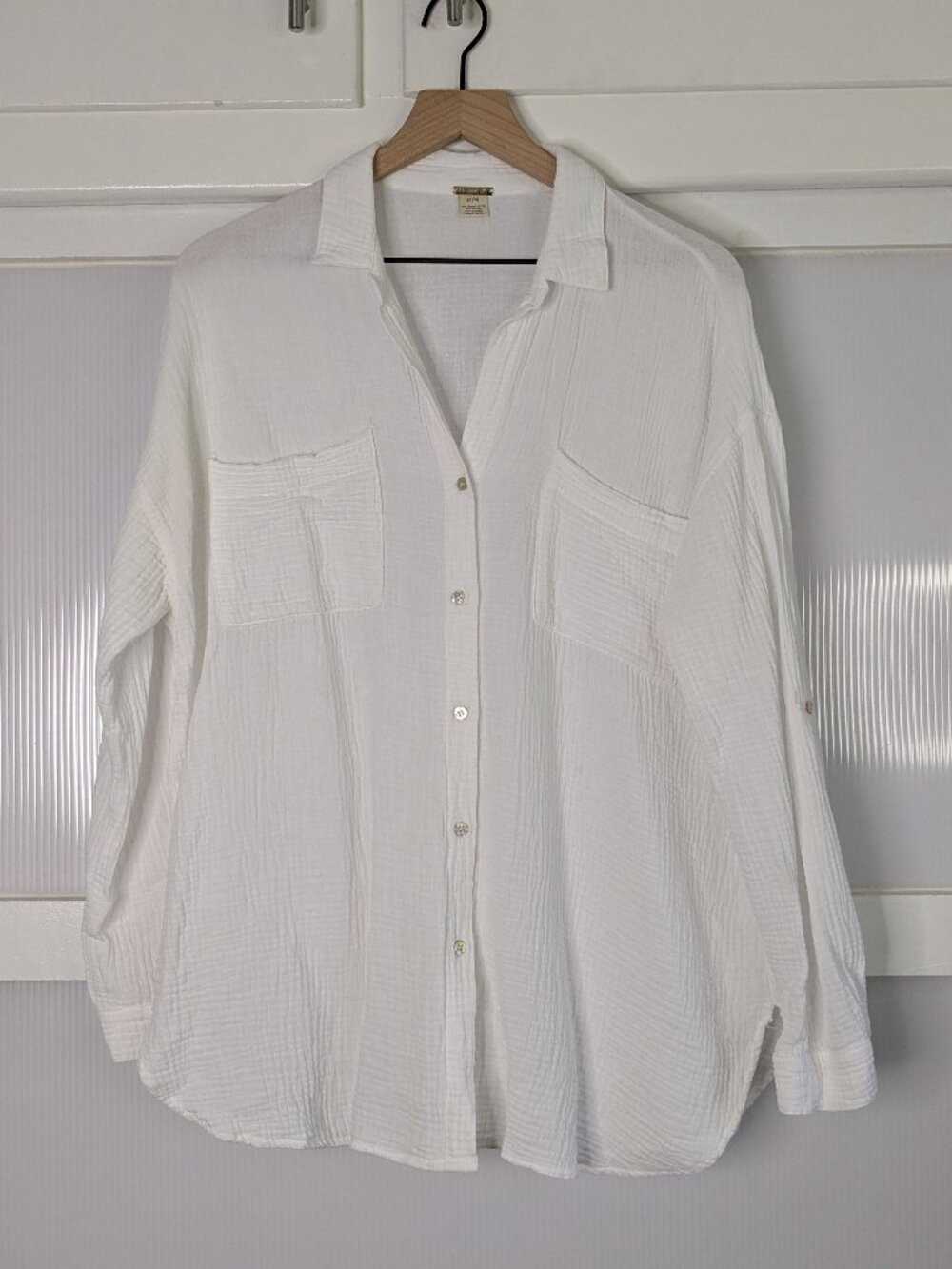 Magaschoni 100% Organic Cotton Gauze Blouse Size Medium Coastal Summer Vacation